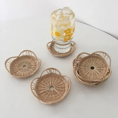 Rattan Flower Decorative Placemats Rattan coaster for Drink Wholesale for Tablewarre