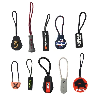 Low Price Sale Durable Silicone Rectangle Pattern Zipper Sliders Custom Brand Logo Accessory for Backpack and Bag Zipper Pull