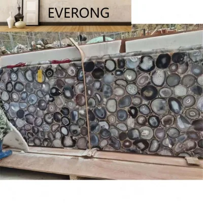 Luxury Backlit Grey Agate Wall Slab