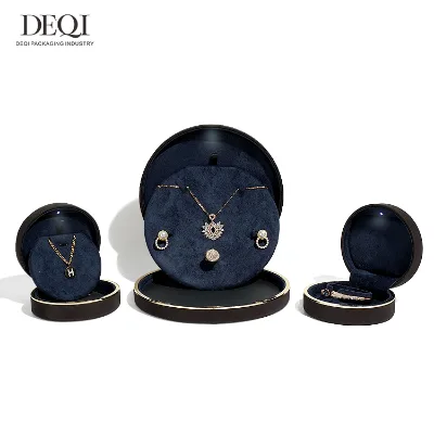 Luxury Round Jewelry Box with Led Light Ring Necklace Bracelet Gift Box With Velvet Interior for Jewelry Display Presentation