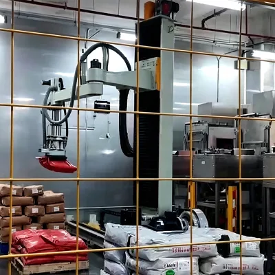 Automatic Depalletizing, Column Type Destacking and Bag Breaking Robot for 45kg and 50kg Bagged Fish Meal Materials
