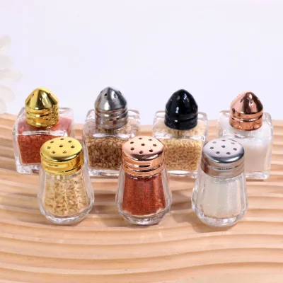 Cross-border Mini Golden Cap Square Glass Seasonings Sprinkling Jar Portable Kitchen Pepper Bottle