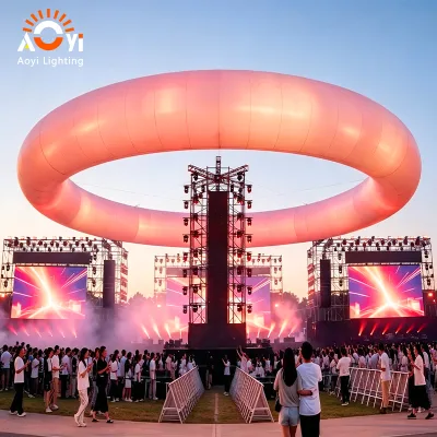 Ring Inflatable Landscape Lamp Fabric Membrane Modern Trend Style for Music Venue Cultural Plaza