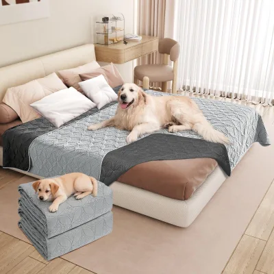 Waterproof Anti-Slip Dog Bed Cover Soft Solid Animal Print Pet Blanket for Cats & Kids Protective Furniture for Sofa & Car
