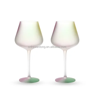Elegant  Custom Iridescent  Colored Wine Glasses High Stem Red Wine Glass for Wedding Party Event