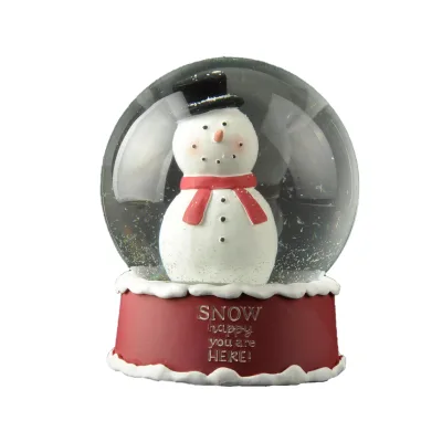 Eco-Friendly 100mm Resin Snowman Stand Christmas Fairy Anime Water Globe Figurine for Home Decoration