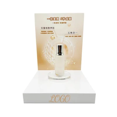 Customizable White Acrylic Display Stand Modern Multi-Layer Desktop Rack for Cosmetics and Perfume for Showcase Purpose
