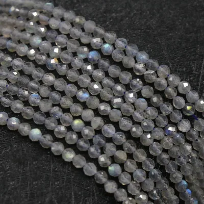 Wholesale Faceted 3MM Natural Stone Beads Natural Gemstones Labradorite Round Beads for Jewelry Making DIY Bracelet