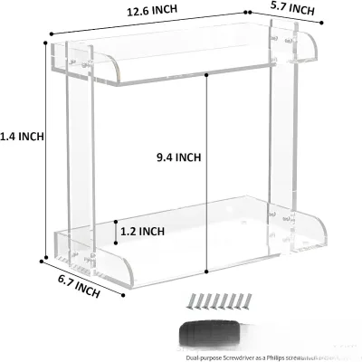 Modern 2-Floor Acrylic Countertop Storage Rack Rectangle Bathroom Corner Organizer Cosmetics Multi-Functional Storage