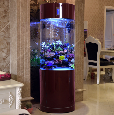 Acrylic Cylinder Aquariums Wine Red Color Aquariums Factory Price