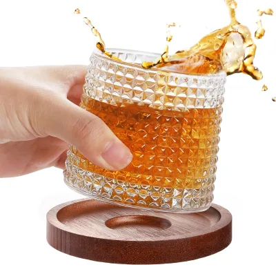 New Nordic Acacia Wood coaster Set with Holder Wood Log Coffee Plates Tray Set coaster for Bars and Restaurants Drinks