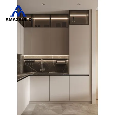 AMAZBUILD Whole-house Custom Modern Light Luxury Kitchen Cabinets Kitchen Furniture Set TV Side Cabinet Wardrobe Balcony Cabinet