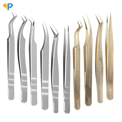Precision Eyelash Extension Tweezers Volume Lash Extension Tweezers Private Label 45 90 Degree L Shape Fiber Tip Tweezers