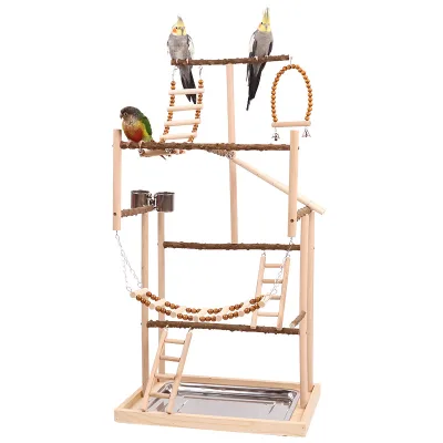 Modern Large Pepperwood Parrot Stress Relief Toy Stand Swing Ring Climbing Ladder Tree Branch Cloud Bridge Claw Birds Pets