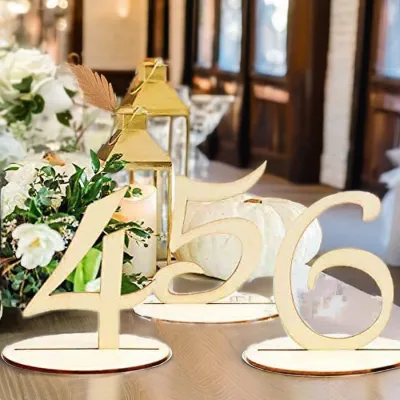 Customized Wooden Wedding Table Numbers 1-20 With Base and Stand for Reception Place Card Table Decorations