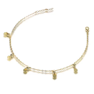 Kirin Wholesale 5mm Chain Bracelets 925 Sterling Silver Chain 14K Gold Pendant Bracelet