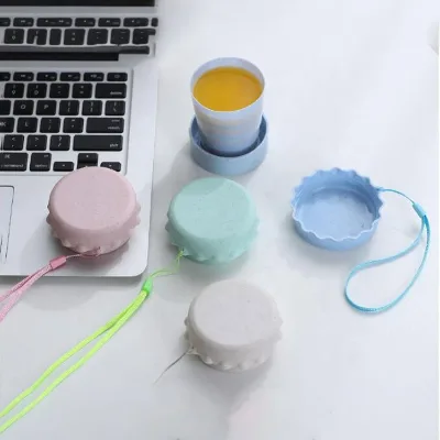 Popular Mini 5oz Travel Coffee Mug Different Color Foldable Wheat Collapsible Cup for Outside