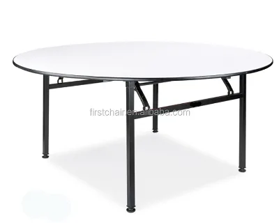 Wholesale Hotel Furniture Cheap Folding 6ft Round Metal Modern Durable Easy Clean Banquet Dining Table