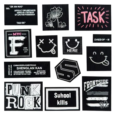 Woven label Brand logo Custom logo terylene cotton clothing Iron label patch sewn on the garment washable main label