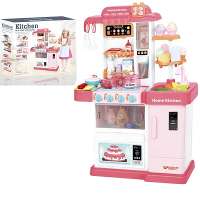 Kids Pretend Play House Multifunctional Kids Kitchen Toys With Light and Music,Spraying and Watering