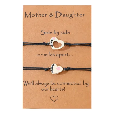 Creative Design Bracelets Gift for Mother Day Heart Pendant Hand Wove Bracelets