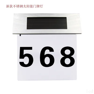 Solar Powered LED Light Sign House Hotel Door Address Plaque Waterproof Number Digits Plate Lamp for Home Lighting Sign White