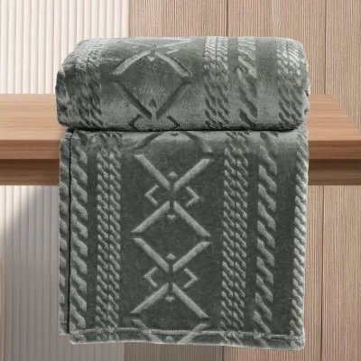 Soft Dark Grey Throw Blanket for Couch, Lightweight Fleece Sofa Bed Throw Blankets with Decorative Pattern for All Seasons