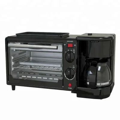 3 in 1 Mini Very Small Home Use Breakfast Machine Drip Coffee Machine Fry Dish and Baking Pizza Oven