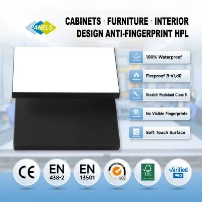 Low Maintenance Anti Fingerprint Laminate Sheet Strong Wear Resistance Anti-Fingerprint HPL for Engineering Projects