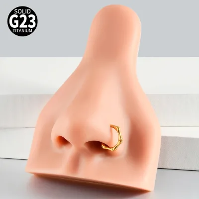 F136 Titanium Bamboo Segment Nose & Ear Ring | Cold Minimalist Body Jewelry | High-Polish Piercing for Studios & Shops