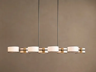 Simple Golden Brass Luxury Linear Chandelier with Warm White LED Modern Design Adjustable Height