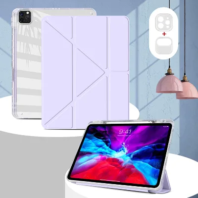 Y Shape Trifold Magnetic Clear Tablet Case PC TPU Pencil Holder Shockproof Custom Color for iPad 9.7 2017 2018 Air 1 2