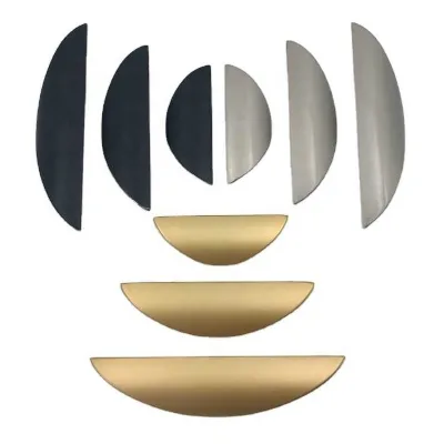 Wholesale Popular Zinc Alloy Modern Black Gold Curved Semi-round Cabinet Door Drawer Buckle Hand