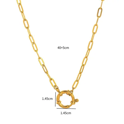 DIY Fashion Necklace with 18K Gold-Plated Stainless Steel Spring Clasp, Open-Ring Pearl Pin, and Detachable Link Chain