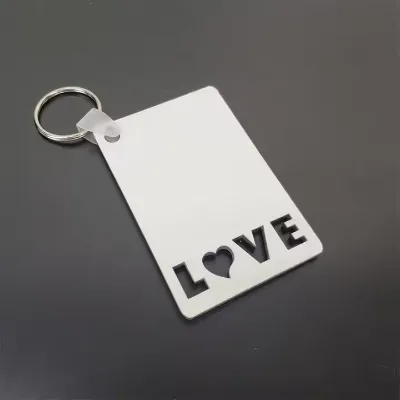 High Quality Customized 3mm MDF Wood Keychain Sublimation Keyring with Love Design