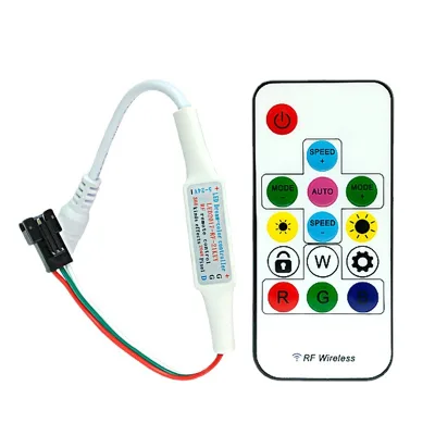 JJX 14-key RF Wireless IP65 Multi-color WS2812B Audio-activated LED Strip Controller