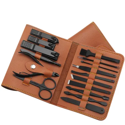 Wholesale Good Quality 16 Pcs Stainless Steel Manicure Set With PU Bag Nail Clippers