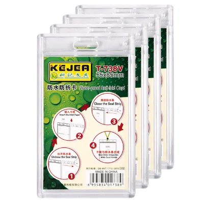 Double Side Clear Acrylic Horizontal/Vertical ID Name Card Holder With Secure Sealing Strip  Hard Id Working Badge Holder