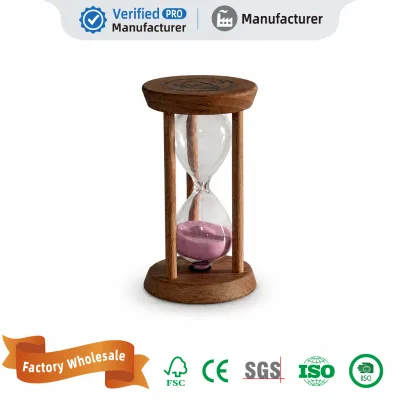 Custom Logo Mini Wooden Sand Timer 3 Minute Glass Hourglass Timer Small Sand Clock for Household Kitchen Gift Wholesale