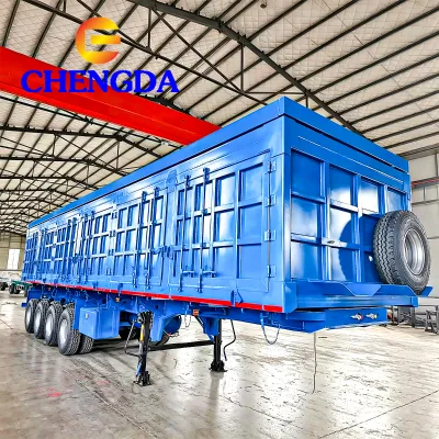 China Factory Heavy-Duty 50 TonHydraulic Side Dump Semi-Trailer 3 4 Axles Side Tipping Trailers for Sale