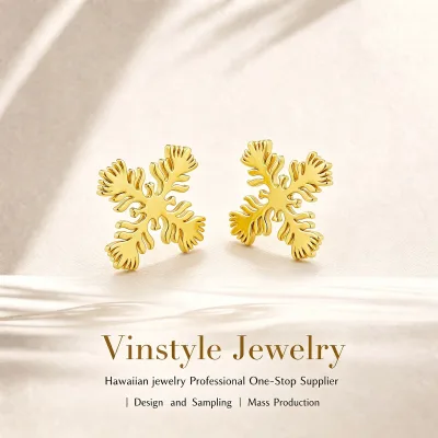 Hawaiian Jewelry Women Hawaiian Fern Stud Earrings Precision Gold Plating Daily Wear Hawaii Earrings