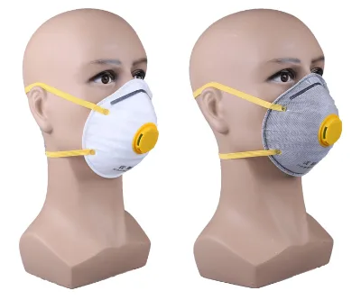 Waterproof White Dust Mask With Valve Cup Style FFP2 Industry Dust Work Protective Nose Mask With White LID Adjustable Noseclip