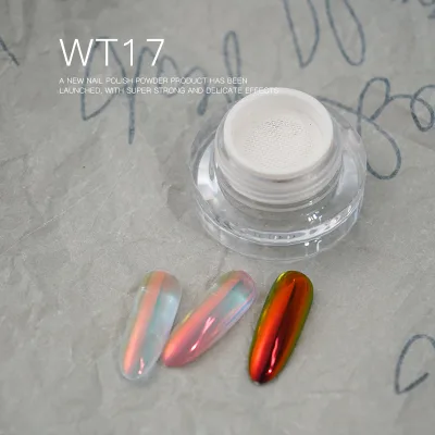 Popular Chrome Powder WT17 Sunset Aurora Nail Powder - Glassy Shimmer Color-Shift Pigment, Warm Sunset Hues