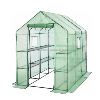 Anti-UV PE Cover Cold Frame Walk-in Polytunnel Garden Greenhouse with 12 Shelves
