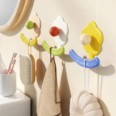 Bathroom Non-drilling Strong Adhesive Hook for Home Bathroom - Creative Wall-mounted Towel Storage with Load-bearing