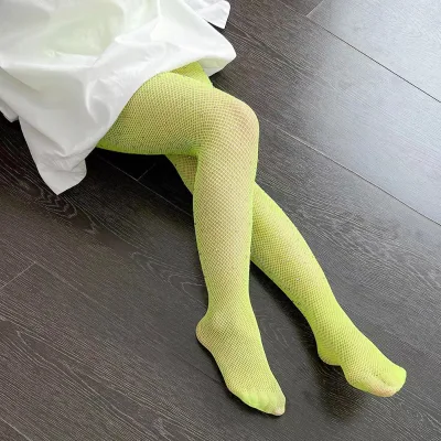 Winter Long High Waist Girls' Sparkle Kids Fishnet Stockings Rhinestone Hollow Out Party Pantyhose Solid Pattern Knitted Tights