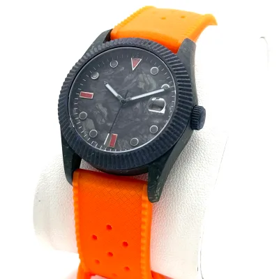 35mm Crystal Leather Water Resistant Simple Japan Miyota Movement Limited Edition Luxury Carbon Fiber Watch