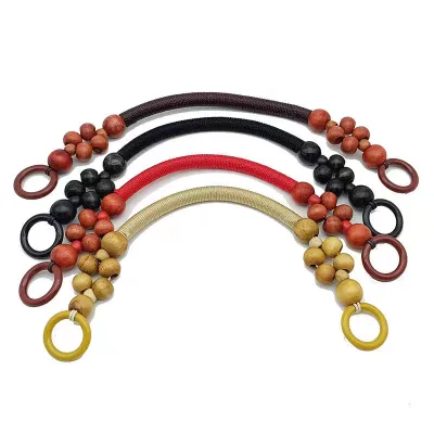 48cm Wood Bead Bag Strap Woven Handbag Handles