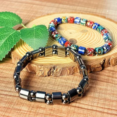 Simple Beaded Elastic Magnet Hand Decoration Europe and the United States Hot Black Bead Couple Bracelet