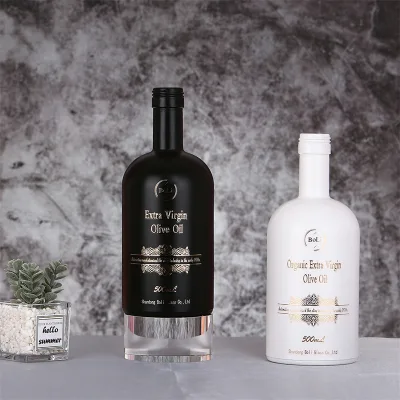 High Quality Custom Black White Color 500ml 750ml Vinegar Syrup Empty Olive Oil Cork Sealed Glass Bottles